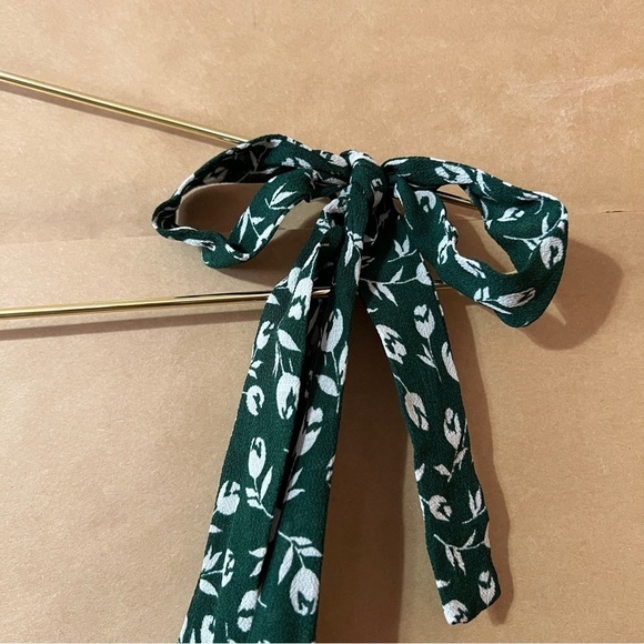 Reformation Christine Dress Susanna Green Floral Tie Shoulder Mini Dress Size 10 - Picture 6 of 13